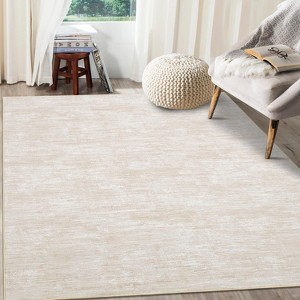 Modern Abstract Washable Rug - Thin Foldable Non-Slip TPR Backing Soft Low Pile Non-Shedding Carpet for Living Room Bedroom Minimalist Floor Mat - 1 of 4