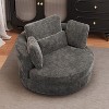 Hrinhom 50.2"W Accent Barrel Chair,360°  Swivel Club Chair with Metal Base-Gray - 3 of 4