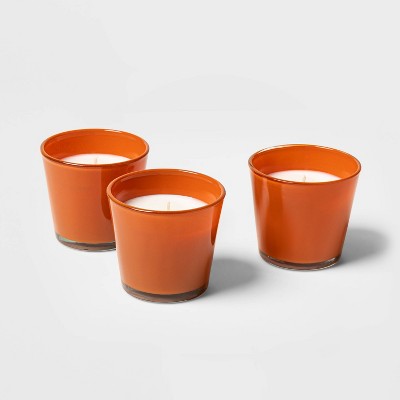 3pk Halloween Glass Jar 1-wick Cat Ghoulish Gourd Candles Dark Orange - Hyde & Eek! Boutique : Target