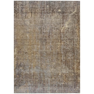 Brown And Ivory Abstract Washable Indoor Outdoor Area Rug