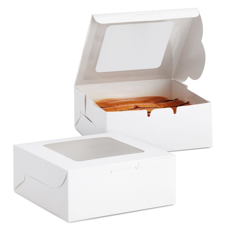 Juvale 50 Pack 6x6 Bakery Boxes with Window for Desserts, Treat Containers for Cupcakes, Pastries, Cookies (White), 4 of 10