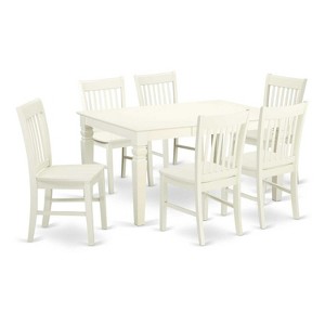 Nordic Dining Set 7Pc - Linen White Table & Kitchen Stools - Modern Farmhouse Style - 1 of 4