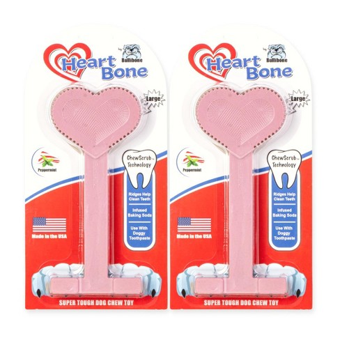 Bullibone Large Peppermint Heart Bone - Hard Dog Chew Toys for Large Dogs  and Aggressive Chewers - Single