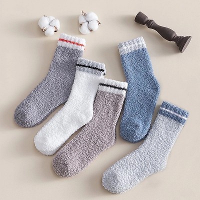 SEVOBAL 6 Pairs Normal Socks Warm Cozy Gifts for Women Fluffy Fuzzy Sock Plush Sleeping Slipper Socks Soft Warm Fabric, Multicolored, 7.8"*6.24"*1.95"