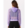 INSPIRE CHIC Women's Zip Up Long Sleeve Mesh Sheer Hoodie Bomber Jackets - 3 of 4