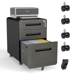 QingMoon 3 Drawer Mobile File Cabinet, Rolling Storage Cabinet with Lock, Wheels and Recessed Handle, Holds A4, Letter, and legal documents - 1 of 4