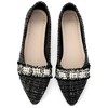 Perphy Women's Pearl Decor Pointy Toe Tweed Plaid Ballet Flats - 3 of 4