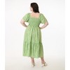 Unique Vintage Women's Plus Smocked Bodice Midi Dress - 3 of 4