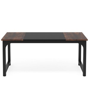 Lirago Brown 63" Conference Table E1 Engineered Wood Metal Frame 31.5x63x29.5 6-Seater Meeting Desk - 1 of 4