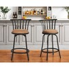 HomeRoots Set of Two 24" Brown and Black Microfiber and Metal Low Back Counter Height Swivel Bar Chairs - 2 of 4