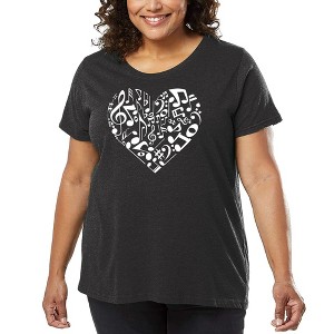 LA Pop Art Women's Word Art T-shirt - Heart Notes - 1 of 4
