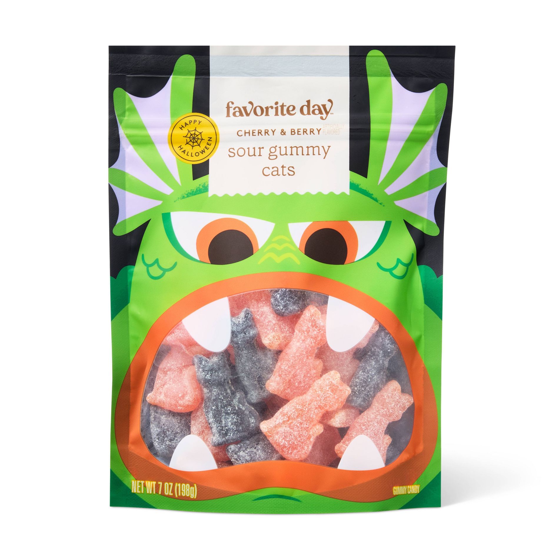 Halloween Sour Cat Shaped Gummy Candy - 7oz - Favorite Day™