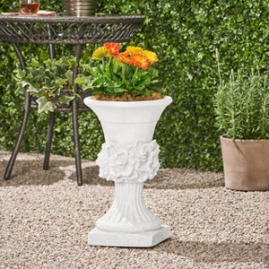 Okak Elegent Planters with Lightweight Concrete Frame, Outdoor Planter with Flower Relief, Flower Pots for Flowers, Herbs, Succulents - 1 of 4
