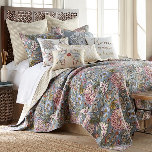 Levtex Home - Grandiflora Quilt Set - Full/Queen Quilt + Two Standard  Pillow Shams - Multicolor Bold Contemporary Floral - Quilt Size (88x92in.)  and Pillow Sham Size (26x20in.) - Cotton 
