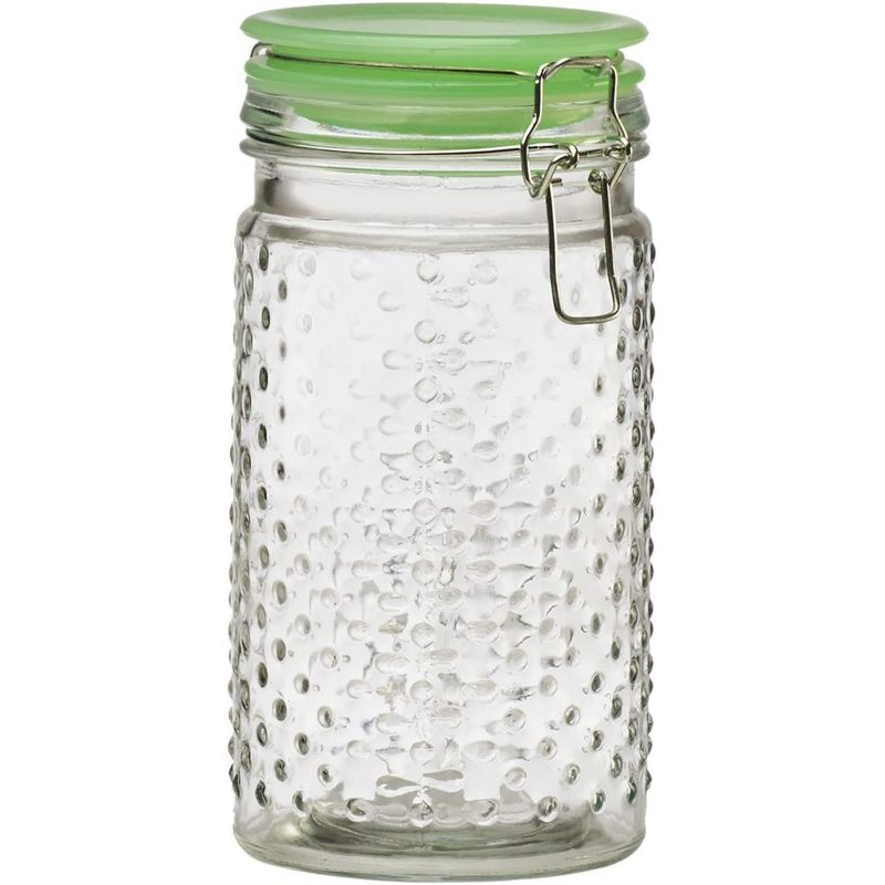 Amici Home Emma Jade Hobnail Glass Jar, Set of 2 Sizes, Hermetic Airtight Lid For Store Dry Goods, Flour, Pasta, or Snack,24 & 36 Ounce, 3 of 6