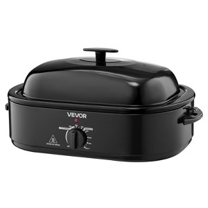 VEVOR Roaster Oven, 18QT Fast-Cooking Turkey Roaster, 150-450℉ Adjustable Temperature Turkey Oven with Self-Basting Lid, Removable Pan and Rack,Black - 1 of 4