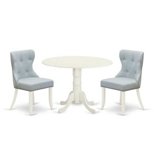 3-Piece Linen White Solid Wood Top - Dining Room Set Seats-4 - 1 of 4