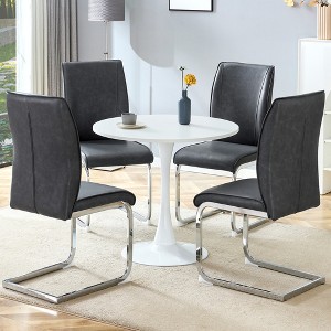 5-Piece Dining Set with Round Table and 4 PU Armless Chairs - 1 of 4