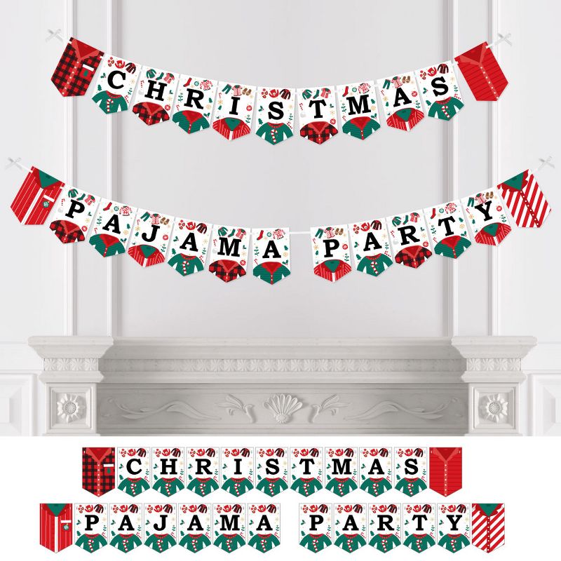 Big Dot of Happiness Christmas Pajamas - Holiday Plaid PJ Party Bunting Banner - Party Decorations - Christmas Pajama Party, 1 of 6