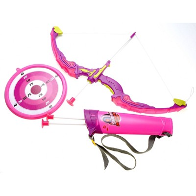 Pink Indoor/Outdoor Bow & Arrow Set Bullseye Bow 