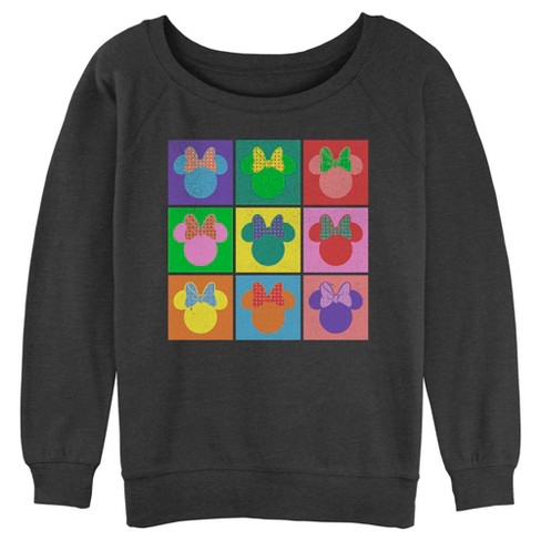 Mickey Mouse Sweatshirt Disney Women's Long Sleeve Jersey Charcoal Gray 