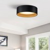 C Cattleya Black and wood Finish LED Drum Flush Mount - 2 of 4