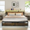 LOVMOR Full Queen King Size Platform Bed Frame with LED Lights, Charging Station, No Box Spring Needed, Easy Assemble - 2 of 4