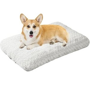 QuestaPack Dog Bed, Medium, White - Plush Pet Crate Pad with Anti-Slip Bottom, Washable, 29'L x 21'W x 3'H - 1 of 4