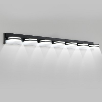 Dolonm Modern Black LED Vanity Light, 7-Lights Wall Sconce for Bathroom and Mirror, Sleek Minimalist Design, Energy-Efficient, Easy to Install