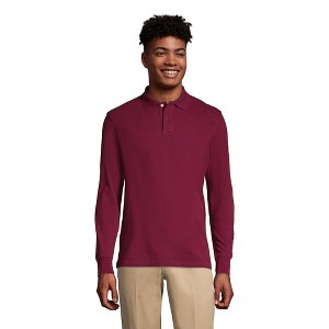 Lands' End School Uniform Young Men's Long Sleeve Mesh Polo Shirt - 1 of 3