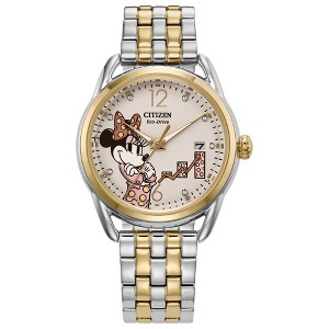 Disney Citizen Eco-Drive Watch Featuring Minnie Empowered Two Tone Stainless Steel with Crystal Accents, White Dial,3 Hand - 1 of 4