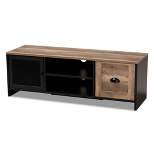 Connell Two-Tone Wood and Metal 2 Door TV Stand for TVs up to 40" Natural Brown/Black - Baxton Studio