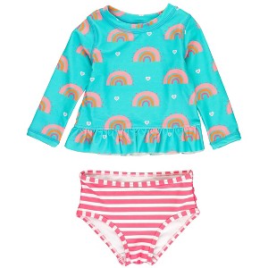 RuffleButts Girls UPF50+ Long Sleeve Rash Guard Bikini - 1 of 4