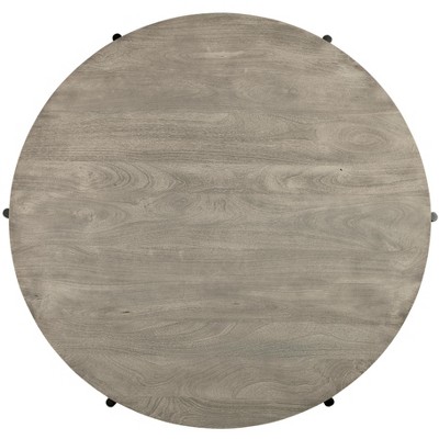 Round Gray Mango Wood and Metal Coffee Table