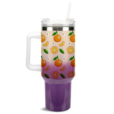 100 North Orange Citrus Slices Summer Fruit 40 oz. Stainless Steel, Large Water Bottle Coffee Mug, Spill & Leak Resistant, Thermal Travel Tumbler with
