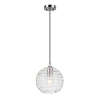Hudson and Canal 8" Wide Textured Pendant with Glass Shade