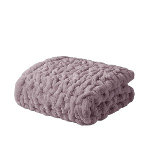 Gracie Mills Ashlee Modern Solid Ruched Fur Throw Blanket - 1 of 4
