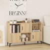 Munora Sideboard Storage Cabinet Bookcase with 3 Doors and Open Compartments, 47" x 11.5" x 32", Oak Finish - 2 of 4