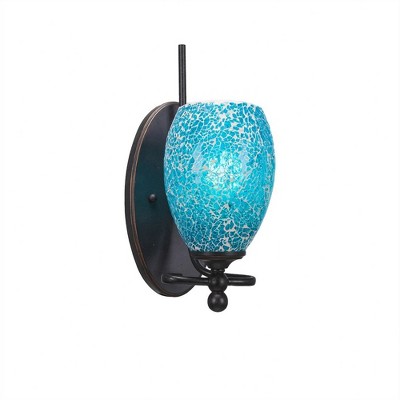 Toltec Lighting Capri 1 - Light Sconce in  Dark Granite with 5" Turquoise Fusion Shade