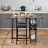 3 Piece Dining Table Set with 2 PU Upholstered Chairs, Counter Height Table with Storage Shelf for Small Space Apartment - 3 of 4