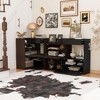 Okak Buffet Sideboard Cabinet with Drawer, Corner Cabinet for Living Room/Hallway/Kitchen/Office, Black & Walnut - 4 of 4