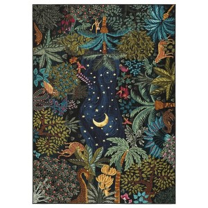 Washable Jungle Animal Print Living Room Rugs, Ultra Thin Soft Forest Bedroom Carpet, Botanical Print Dining Room Floor Cover - 1 of 4