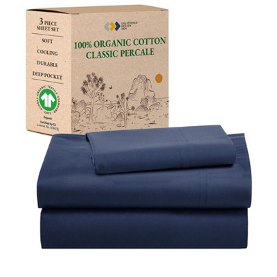 California Design Den  Bed Sheets Set - 100% Organic Cotton Percale, Deep Pocket