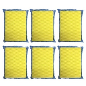 Lola Products Microfiber Terry & Nylon Net Sponge Scrubber Pad, 5 X 3.5 X .625 , Non Scratch 2-Way Cleaning, Gently Scrubs & Wipes Clean, 6 Pack - 1 of 4