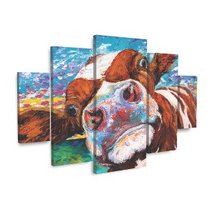 Trademark Fine Art -Carolee Vitaletti 'Curious Cow I' Multi Panel Art Set Large Diamond - 1 of 3