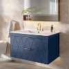 Tribesigns 30" Floating Bathroom Vanity with Sink, Modern Vanity Bathroom Cabinet Wall Mount with Decor Line, Navy Blue - 3 of 4