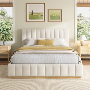 Christopher Knight Home Buchanan Modern Striped Fabric Bed with Headboard - 1 of 4