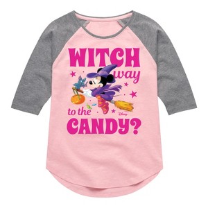 Girls' - Disney - Witch Way To The Candy Shirt Tail Raglan Graphic T-shirt - 1 of 4