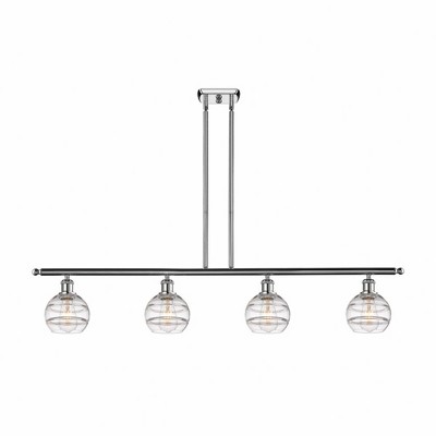 Rochester - 4 Light Stem Hung Island In Industrial Style-8.38 Inches Tall and 48 Inches Wide