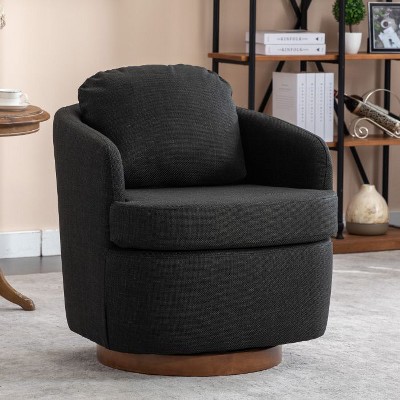 CAVINAS Boucle Swivel Accent Chair with Ergonomic Design and Solid Wood Base, 360-Degree Rotating Comfy Armchair
